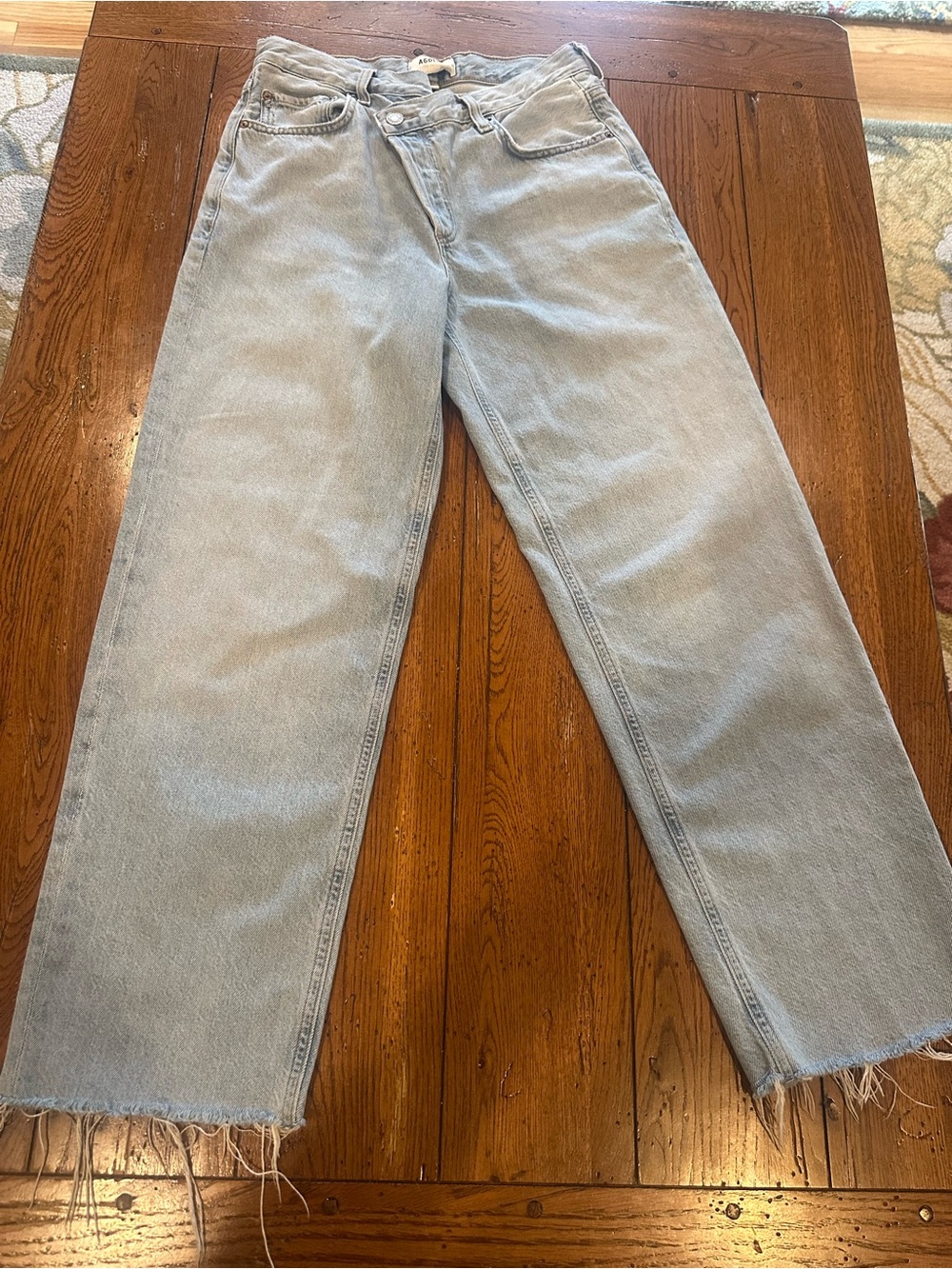 AGOLDE Criss Cross Jeans Women’s Size 25 Light wash Straight Leg Raw Hem